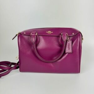 Coach Purple Leather Boston Satchel Crossbody Bag